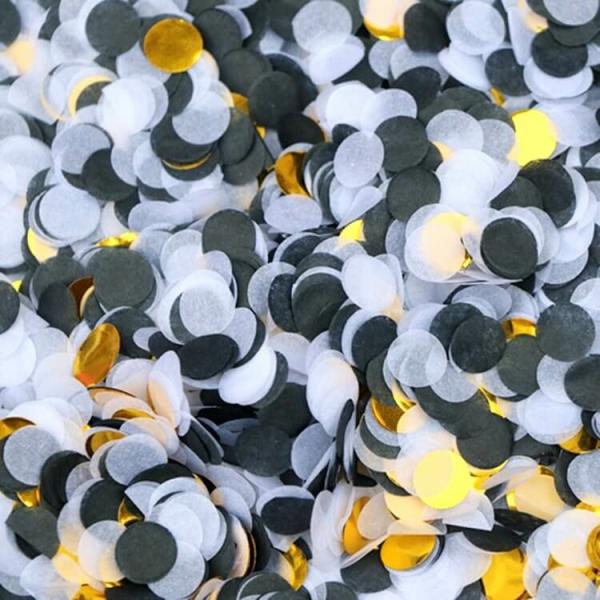 1.5Cm Gold Black White Foil Confetti  |   Round Confetti