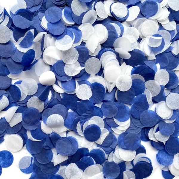 1.5Cm Round Paper Navy Blue & White Confetti  |   Paper Confetti