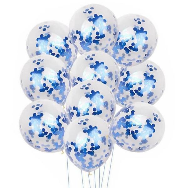 12-Inch Blue Confetti Latex Balloon Bouquet 10Pk  |   Confetti Balloons