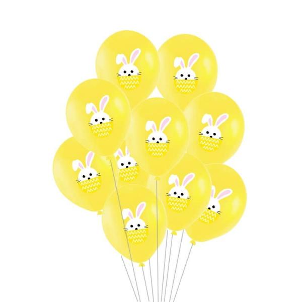 12-Inch Easter Bunny In Egg Latex Balloons 10Pk – Yellow  |   Balloon Bouquets