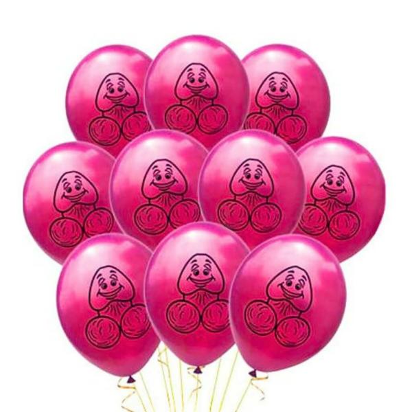 12-Inch Funny Pink Smiling Penis Latex Balloons 10Pk  |   Party Favours