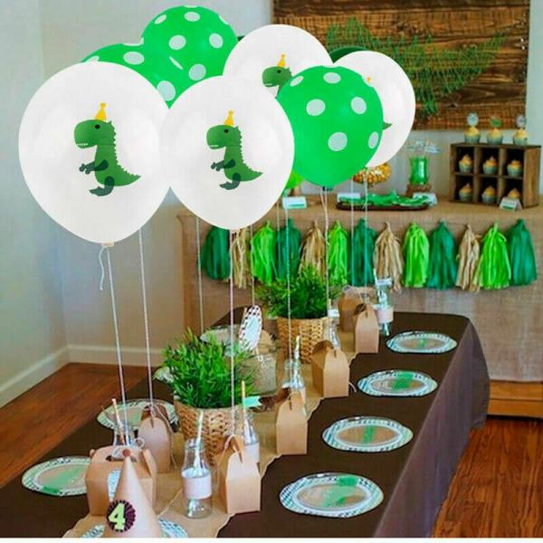 12-Inch Green Baby T-Rex & Polka Dot Balloons 10Pk  |   Polka Dots