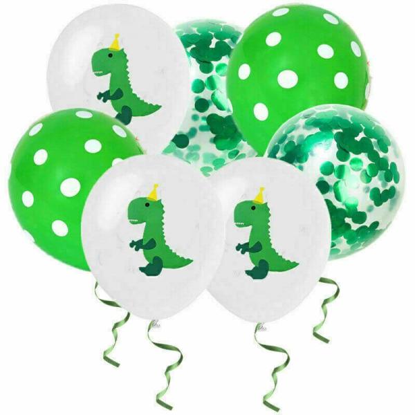 12-Inch Green Polka Dot Confetti Dinosaur Balloons 10Pk  |   Polka Dots