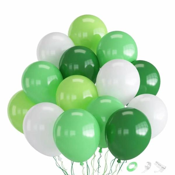 12-Inch Green & White Latex Balloon Bouquet 20Pk  |   Balloon Bouquets