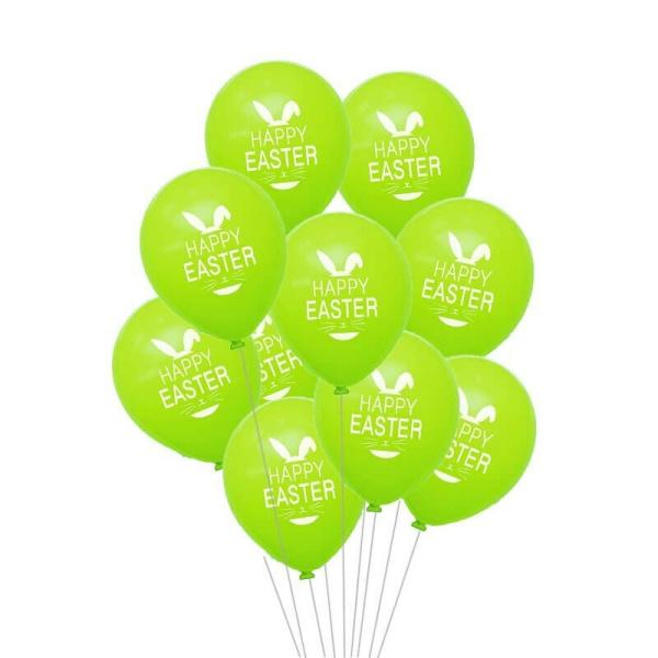 12-Inch ‘Happy Easter’ Latex Balloons 10Pk – Green  |   Balloon Bouquets