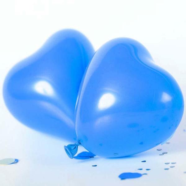 12-Inch Heart Latex Balloons 10Pk- Blue  |   Plain Colour