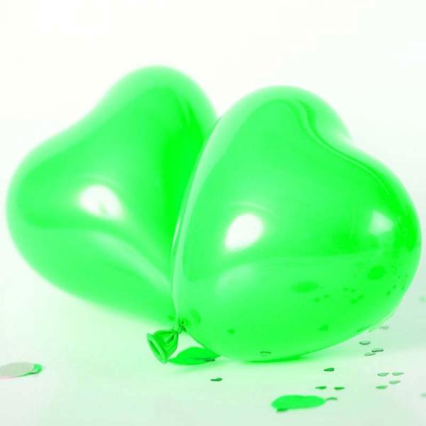 12-Inch Heart Latex Balloons 10Pk- Green  |   Plain Colour