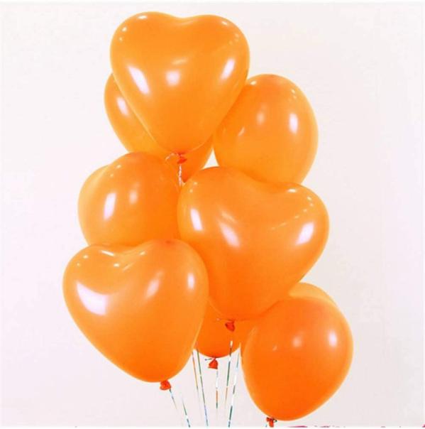 12-Inch Heart Latex Balloons 10Pk- Orange  |   Balloon Bouquets