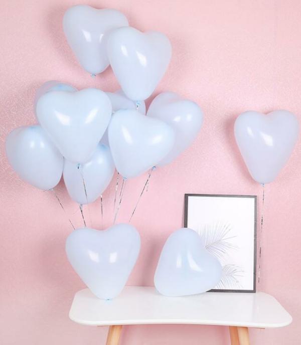 12-Inch Macaron Heart Latex Balloons 10Pk – Baby Blue  |   Balloon Bouquets