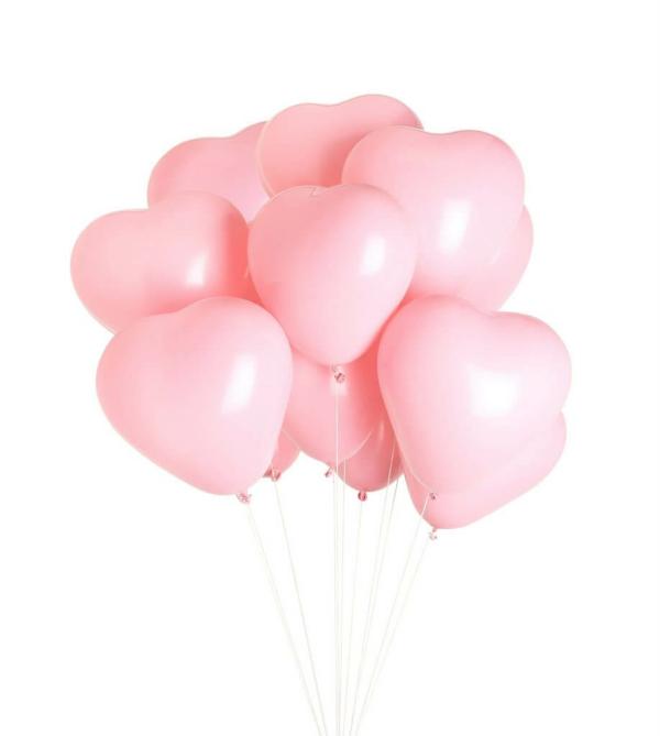 12-Inch Macaron Heart Latex Balloons 10Pk – Baby Pink  |   Pastel Balloons