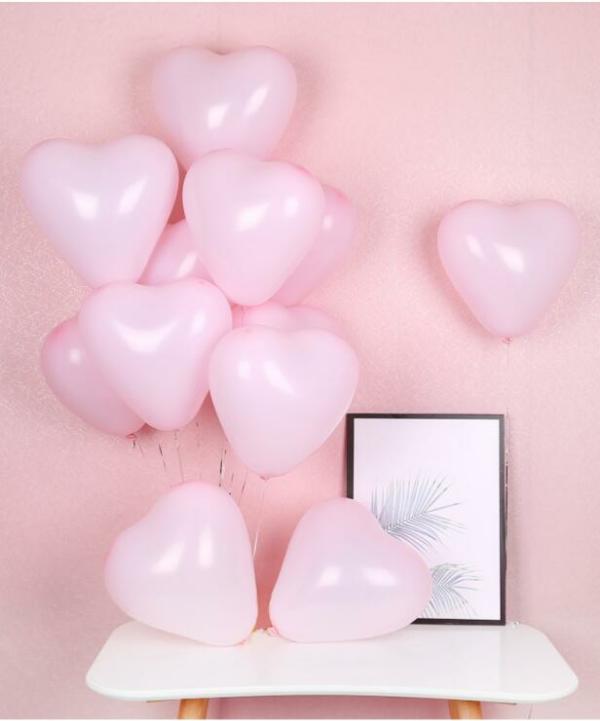 12-Inch Macaron Heart Latex Balloons 10Pk – Pink  |   Pastel Balloons