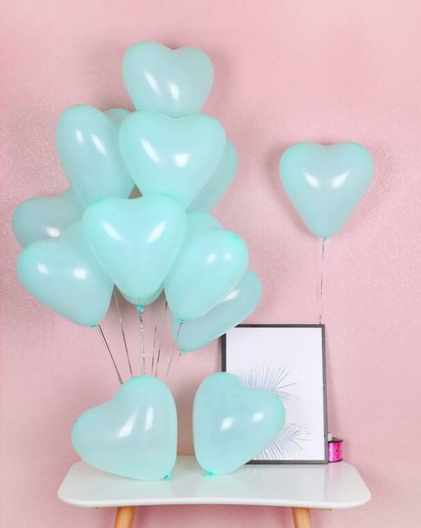 12-Inch Macaron Heart Latex Balloons – Tiffany Blue  |   Pastel Balloons