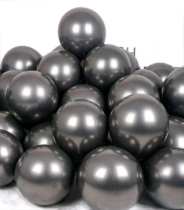 12-Inch Metallic Chrome Black Latex Balloons 6Pk  |   Balloon Bouquets