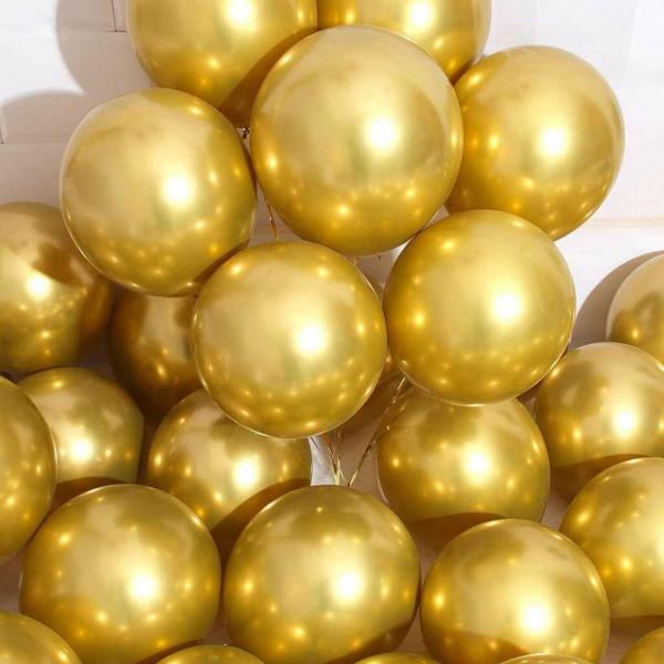 12-Inch Metallic Chrome Gold Latex Balloons 6Pk  |   Balloon Bouquets