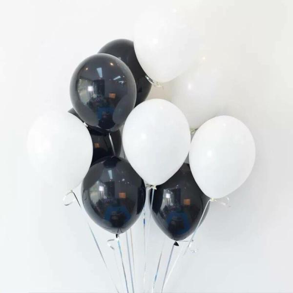 12-Inch Pearl Black And White Latex Balloons 10Pk  |   Pearl Balloons