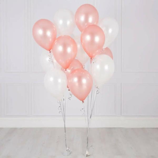 12-Inch Pearl White & Rose Gold Latex Balloon Bouquet 20Pk  |   Balloon Bouquets