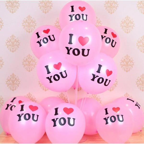 12-Inch Pink ‘I Love You’ Latex Balloons 10Pk  |   Balloon Bouquets