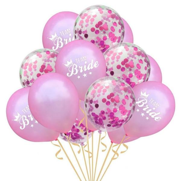 12-Inch Pink Team Bride Confetti Balloon Bouquet 15Pk – Pink Confetti  |   Balloon Bouquets