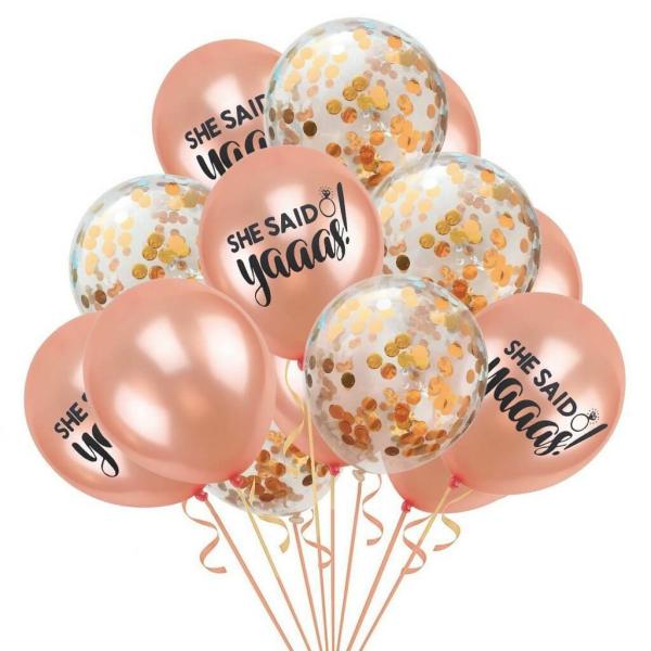 12-Inch She Said Yaaas Balloons 15Pk – Champagne Confetti  |   Balloon Bouquets