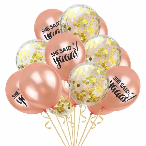 12-Inch She Said Yaaas Balloons 15Pk – Gold Confetti  |   Balloon Bouquets