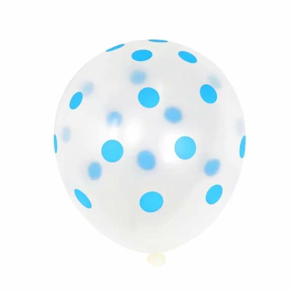 12-Inch Transparent Polka Dot Latex Balloons 10Pk – Blue Dots  |   Polka Dots