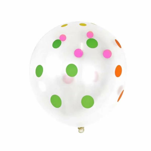 12-Inch Transparent Polka Dot Latex Balloons 10Pk – Rainbow  |   Polka Dots