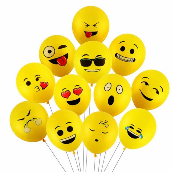 12-Inch Yellow Funny Emoji Latex Balloons 10Pk  |   Balloon Bouquets