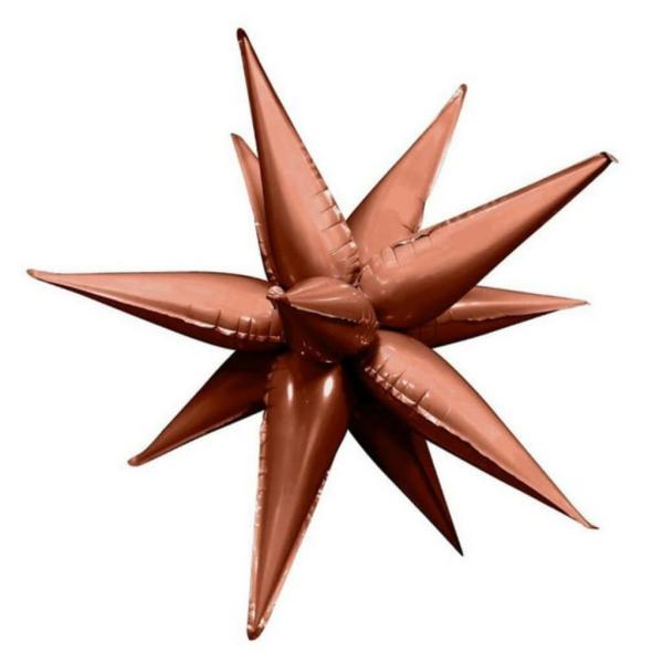 12 Point 3D Burst Star Matte Chocolate Foil Balloon  |   Shaped Balloons