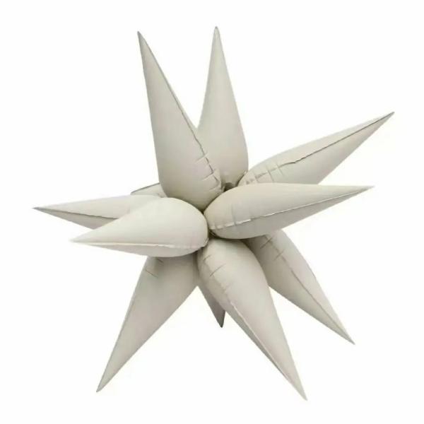 12 Point 3D Burst Star Matte Cream Foil Balloon  |   Shaped Balloons