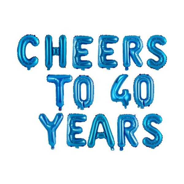 16" Blue Cheers To 40 Years Foil Balloon Banner  |   Party Banners