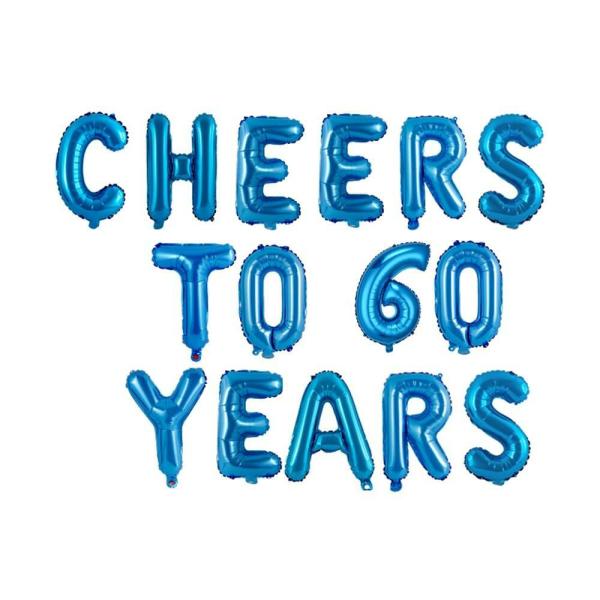 16" Blue Cheers To 60 Years Foil Balloon Banner  |   Party Banners