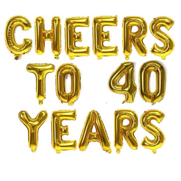 16" Gold Cheers To 40 Years Foil Balloon Banner  |   Party Banners