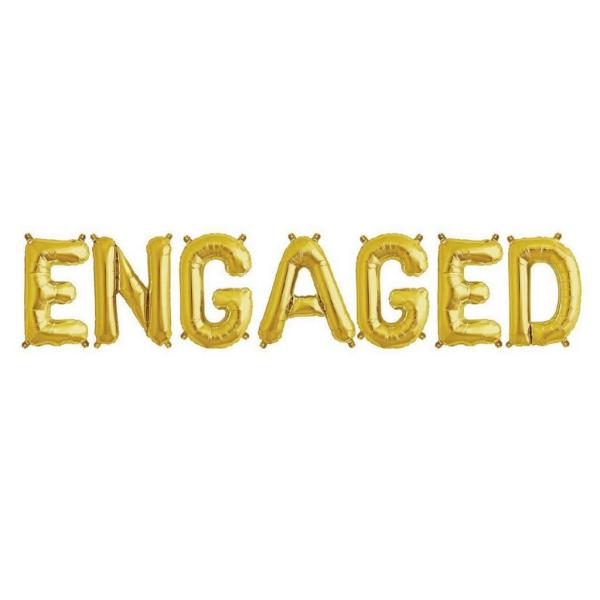 16" Gold ‘Engaged’ Foil Balloon Banner  |   Foil Balloon Phrases