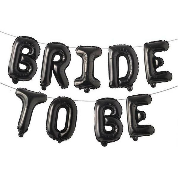 16-Inch Black Bride To Be Foil Balloon Banner  |   Foil Balloon Phrases