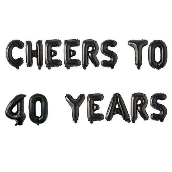 16-Inch Black Cheers To 40 Years Foil Balloon Banner  |   Party Banners