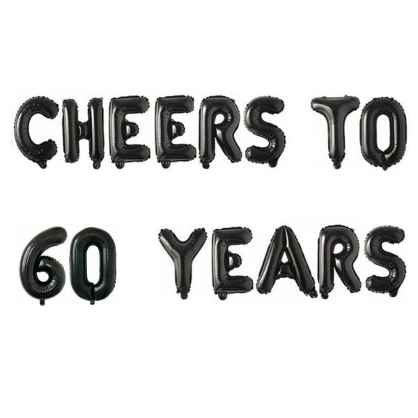 16-Inch Black Cheers To 60 Years Foil Balloon Banner  |   Party Banners