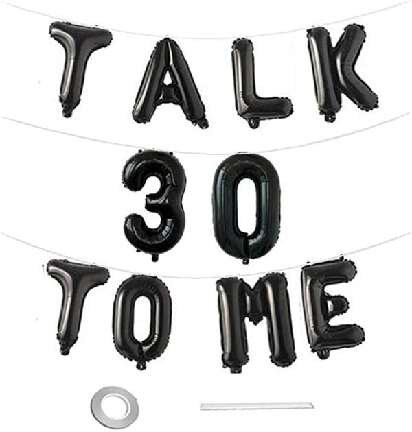 16-Inch Black Talk 30 To Me Foil Balloon Banner  |   Party Banners