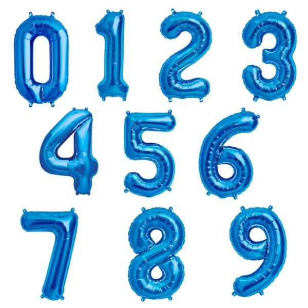 16-Inch Blue 0-9 Number Foil Balloon  |   Number Balloons