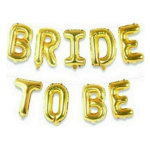 16-Inch Gold Bride To Be Foil Balloon Banner  |   Foil Balloon Phrases