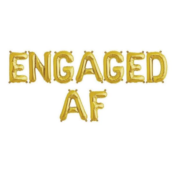 16-Inch Gold ‘Engaged Af’ Foil Balloon Banner  |   Foil Balloon Phrases