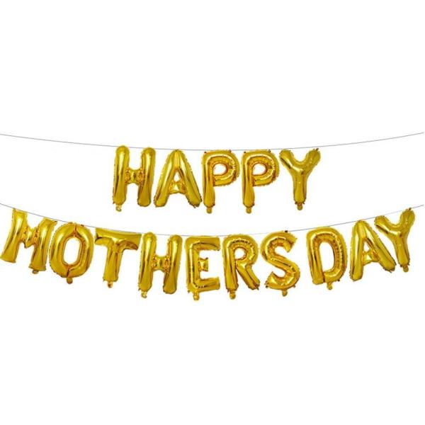 16-Inch Gold Happy Mother’s Day Foil Balloon Banner  |   Foil Balloon Phrases