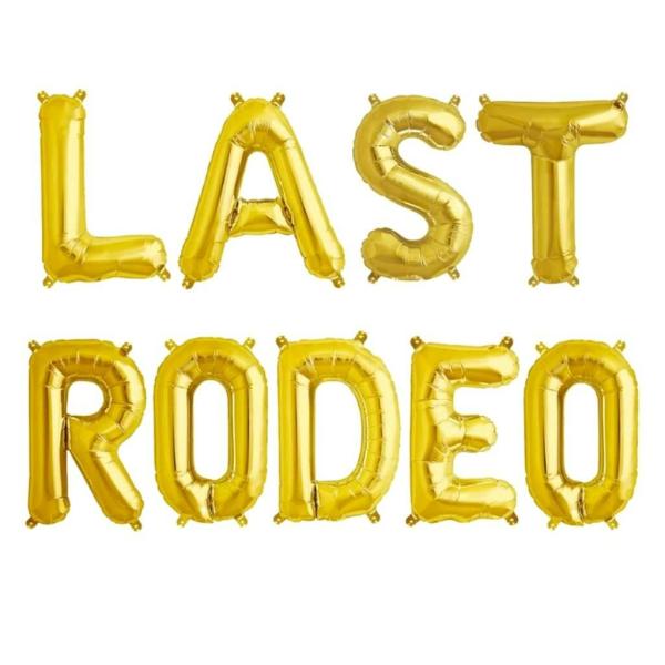 16-Inch Gold Last Rodeo Hen Party Foil Balloon Banner  |   Foil Balloon Phrases