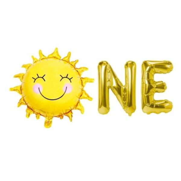 16-Inch Gold One & Smiling Sun 1St Birthday Foil Balloons  |   Party Banners