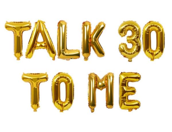 16-Inch Gold Talk 30 To Me Foil Balloon Banner  |   Party Banners