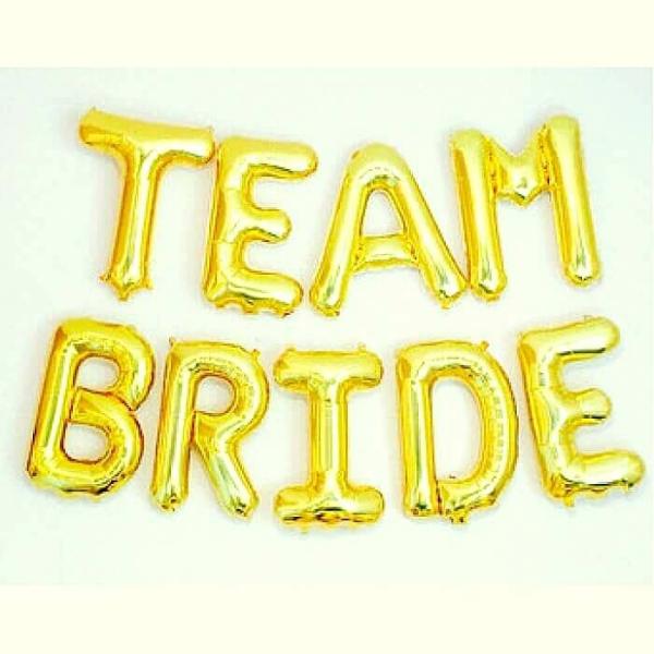 16-Inch Gold Team Bride Foil Balloon Banner  |   Foil Balloon Phrases