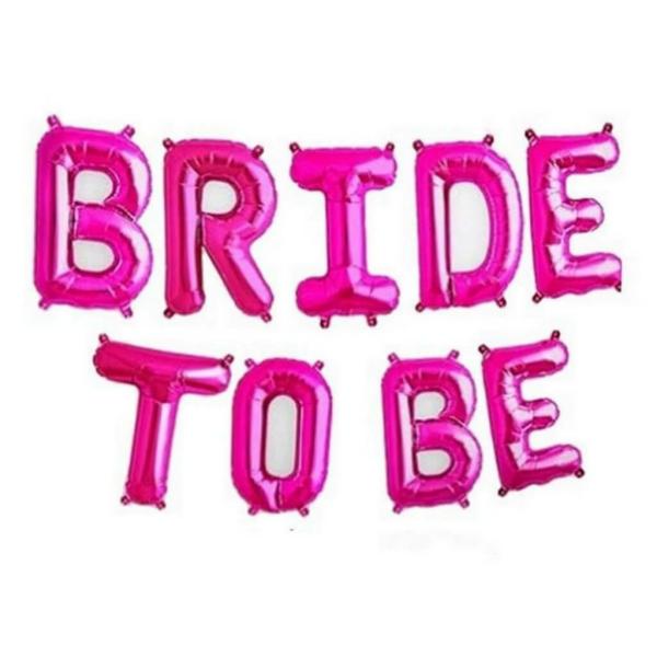 16-Inch Hot Pink Bride To Be Foil Balloon Banner  |   Foil Balloon Phrases