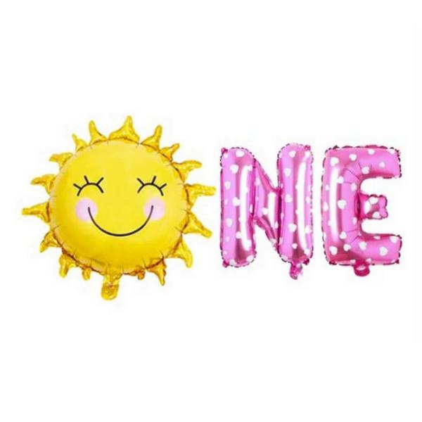 16-Inch Pink One With Smiling Sun First Birthday Party Foil Balloon  |   Party Banners