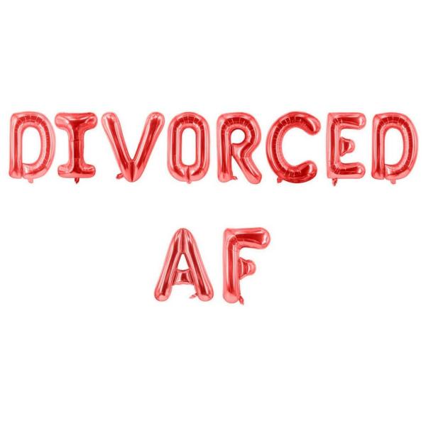 16-Inch Red ‘Divorced Af’ Foil Balloon Banner  |   Foil Balloon Phrases