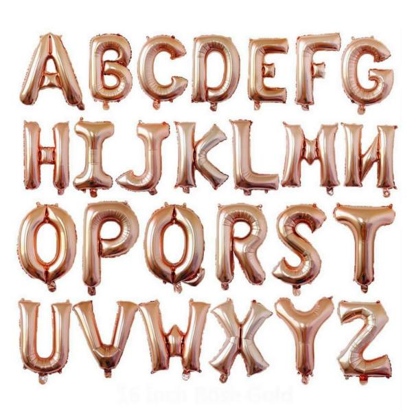 16-Inch Rose Gold A-Z Alphabet Letter Foil Balloon  |   Letter Balloons