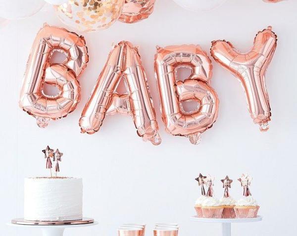 16-Inch Rose Gold Baby Foil Balloon Banner  |   Foil Balloon Phrases